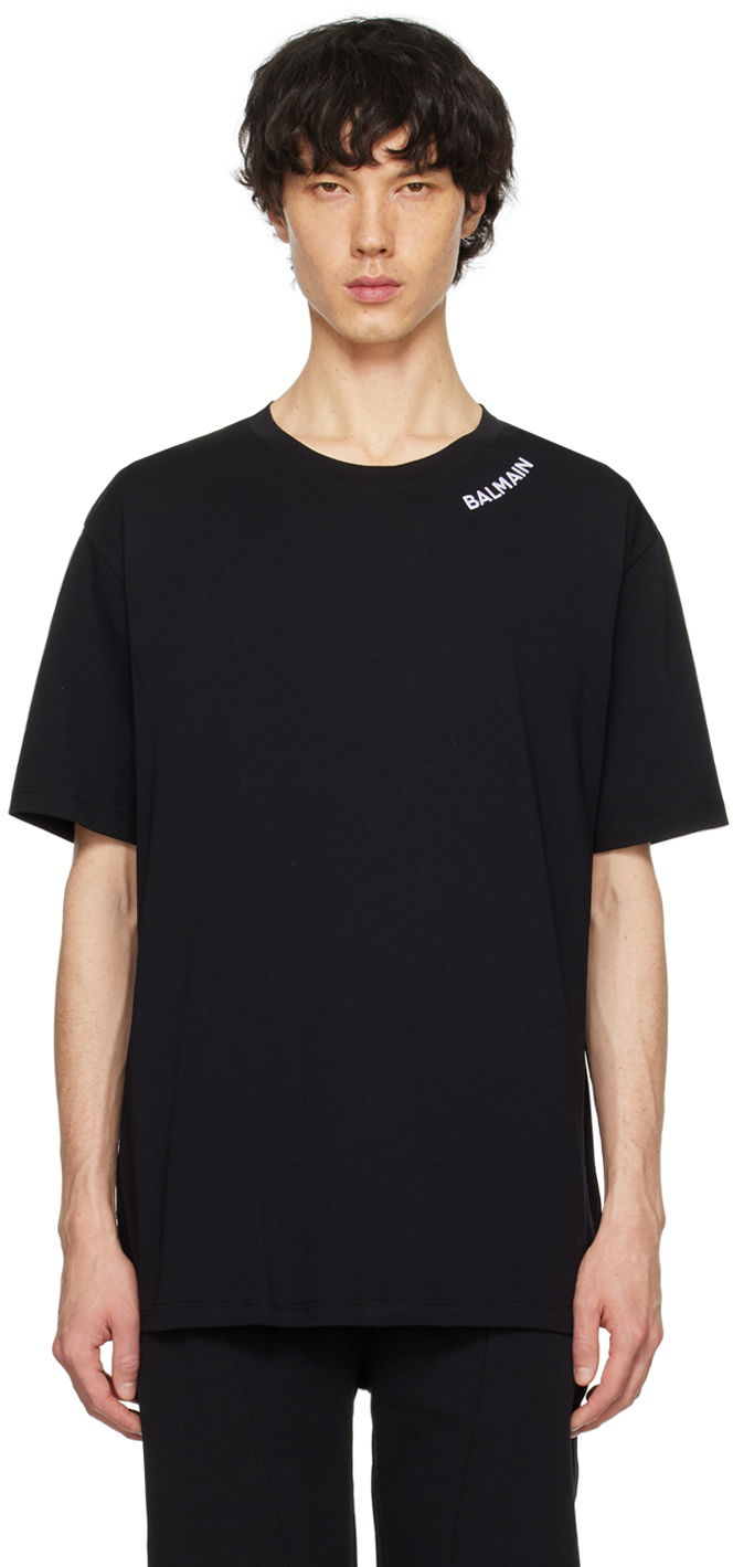 Majica kratkih rukava Balmain Embroidered T-Shirt Crna | CH1EG000BC62