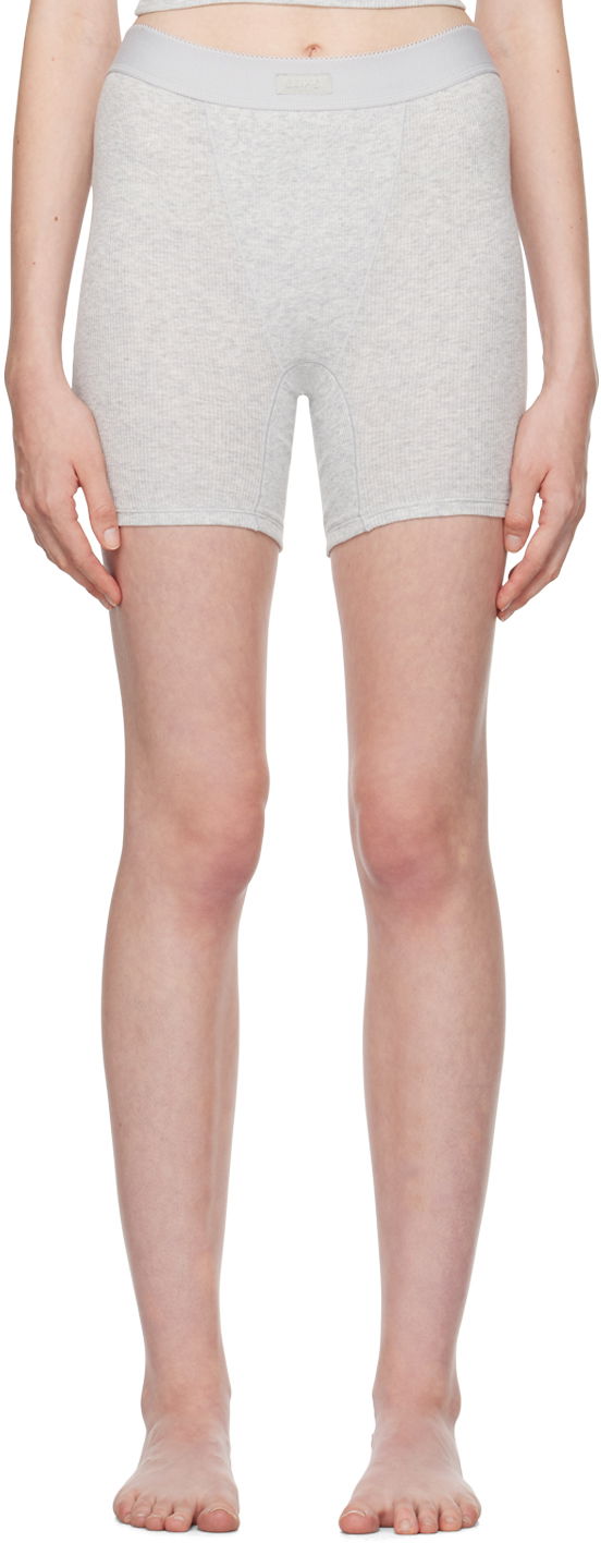 Kratke hlače SKIMS Rib Boxer Boy Shorts Siva | BX-BOX-6248W