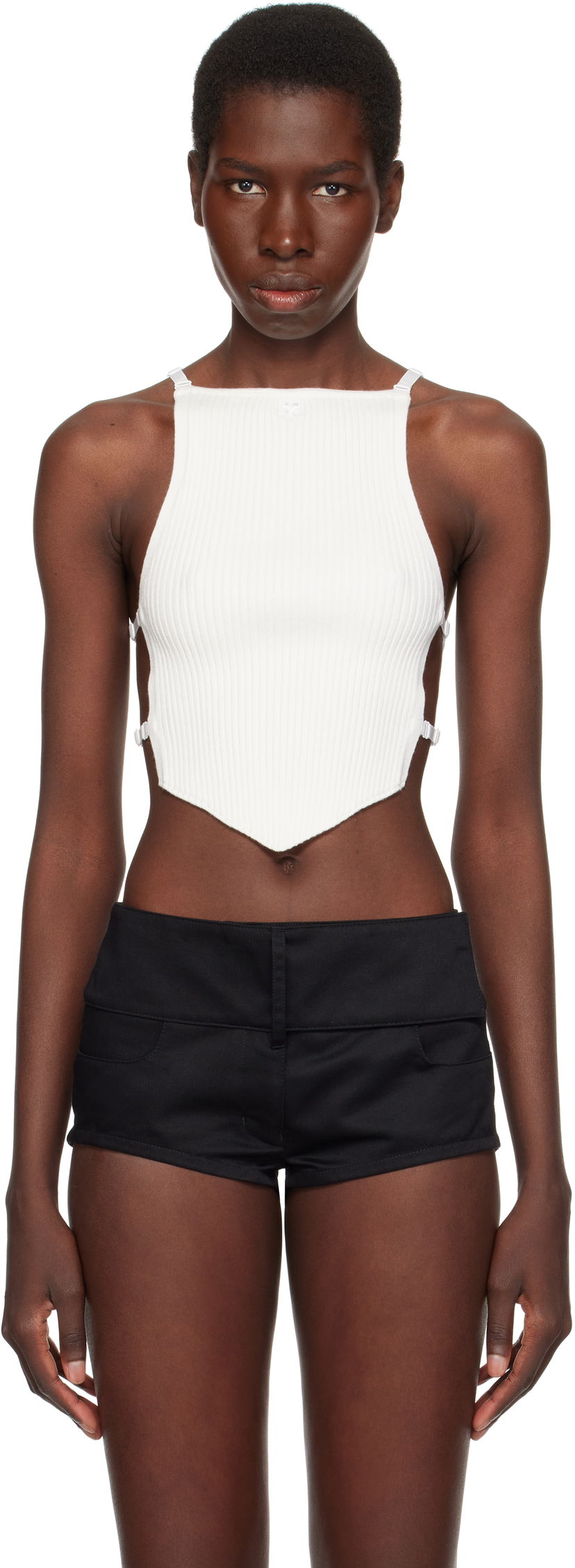 Majica bez rukava Courrèges Courrèges Lingerie Detail Pointy Tank Top Bijela | 125MTO383FI0001