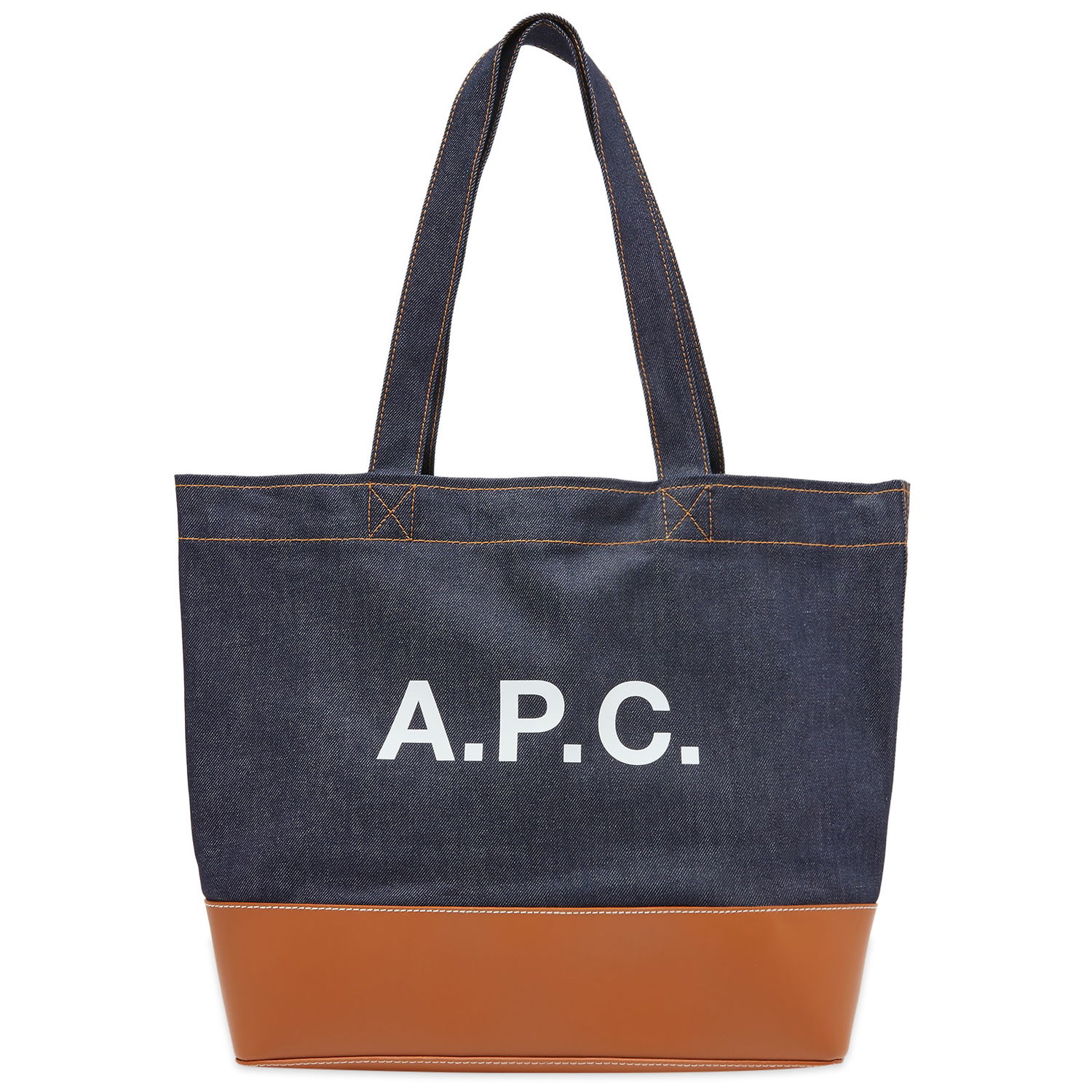 Tote bag A.P.C. Large Axel Denim & Leather Tote Bag Tamnoplava | CODDP-M61917-CAF, 0
