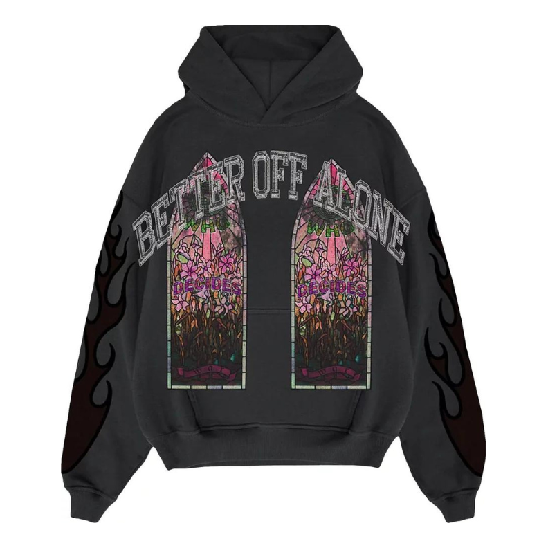 Dukserice Who Decides War Who Decides War x A Boogie Wit Da Hoodie Better Off Alone Graphic Print Hoodie Siva | WDWAB238
