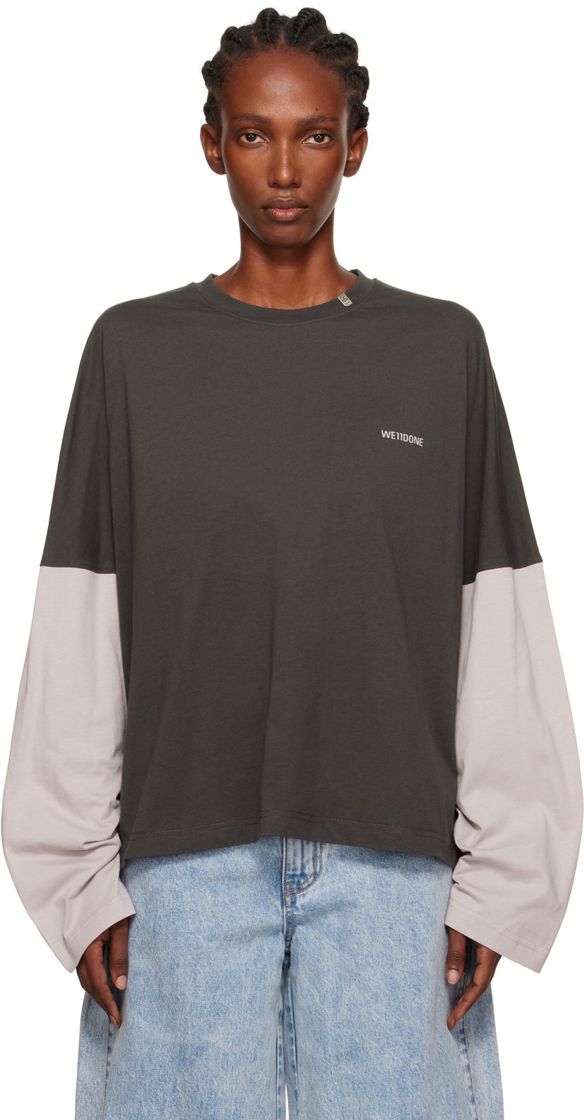 Majica kratkih rukava We11done Coding Long-Sleeved Layered T-shirt Višebojno | WD-TT2-25-736-U-GY