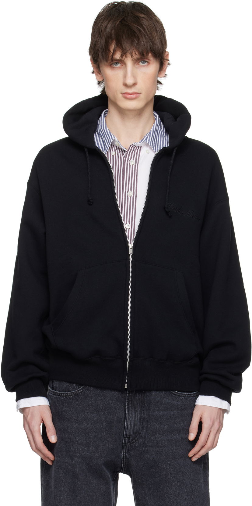 Dukserice WACKO MARIA WACKO MARIA 'Fight Club' Middle Weight Full Zip Hoodie Crna | 25SS-WMC-SS20
