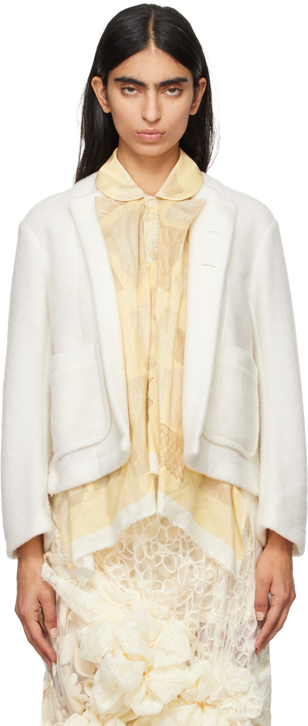 Jakna Comme des Garçons Comme Des Garçons Wool & Cotton Silk Lawn Print Jacket Bijela | TN-J004-051