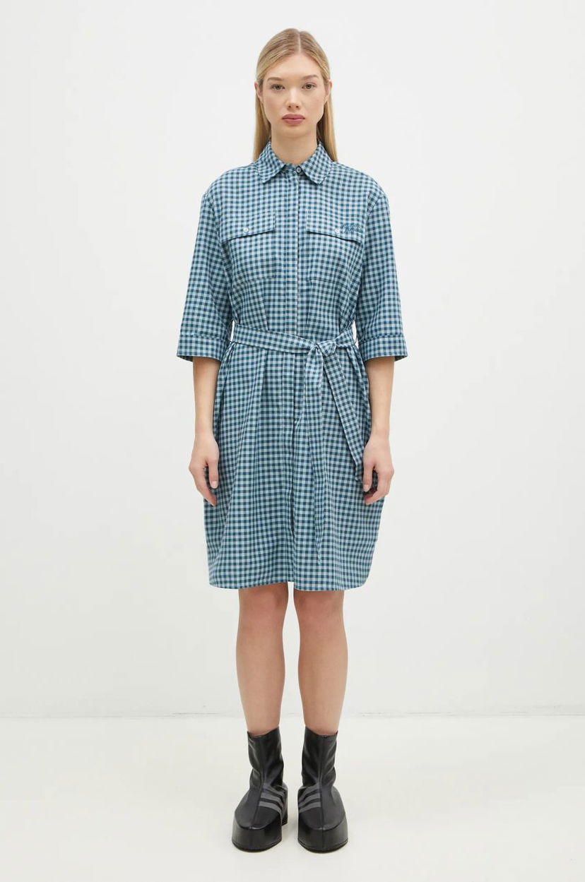 Haljina MAISON KITSUNÉ Maison Kitsuné Double Pocket Mini Oversize Dress Plava | NW01620WC5015