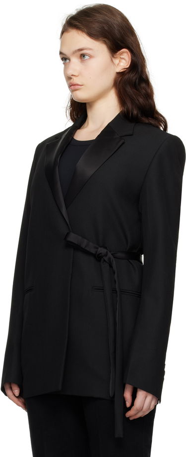 Jakna TOTEME TOTEME Satin-Lapel Wrap Blazer Crna | 251-WRZ4728-FB0026, 3