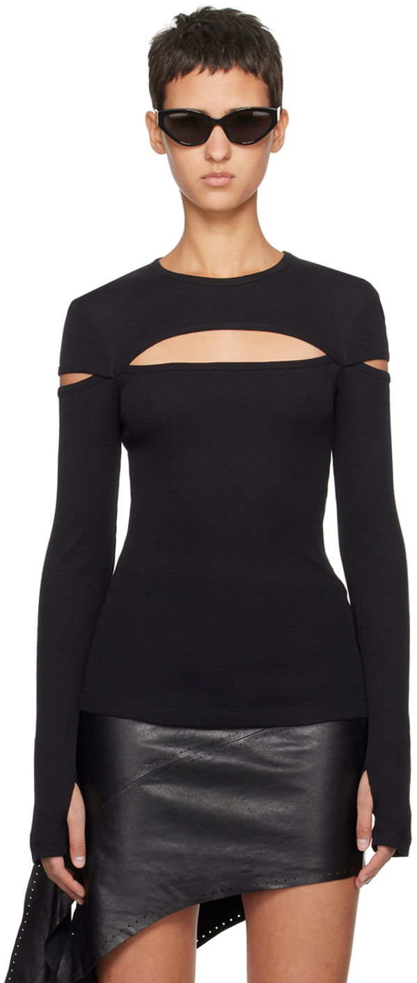 Džemper Helmut Lang Helmut Lang Slash Long Sleeve T-Shirt Crna | N09HW509