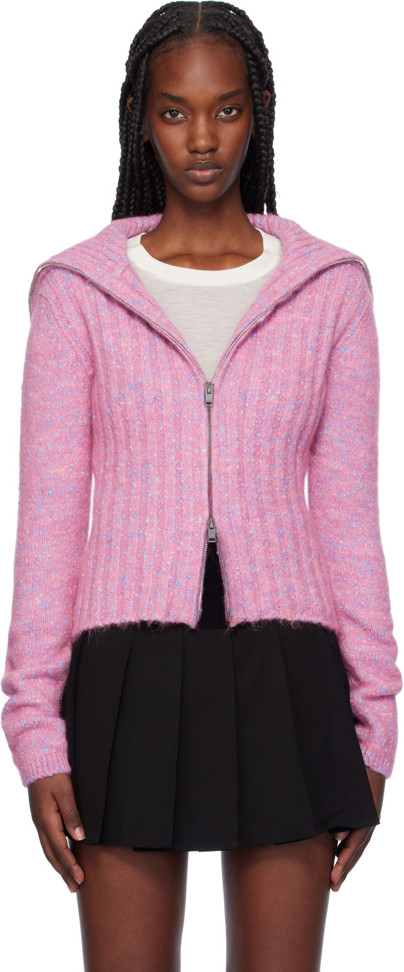 Džemper GANNI Speckled Knit Zip Cardigan Ružičasta | K2331