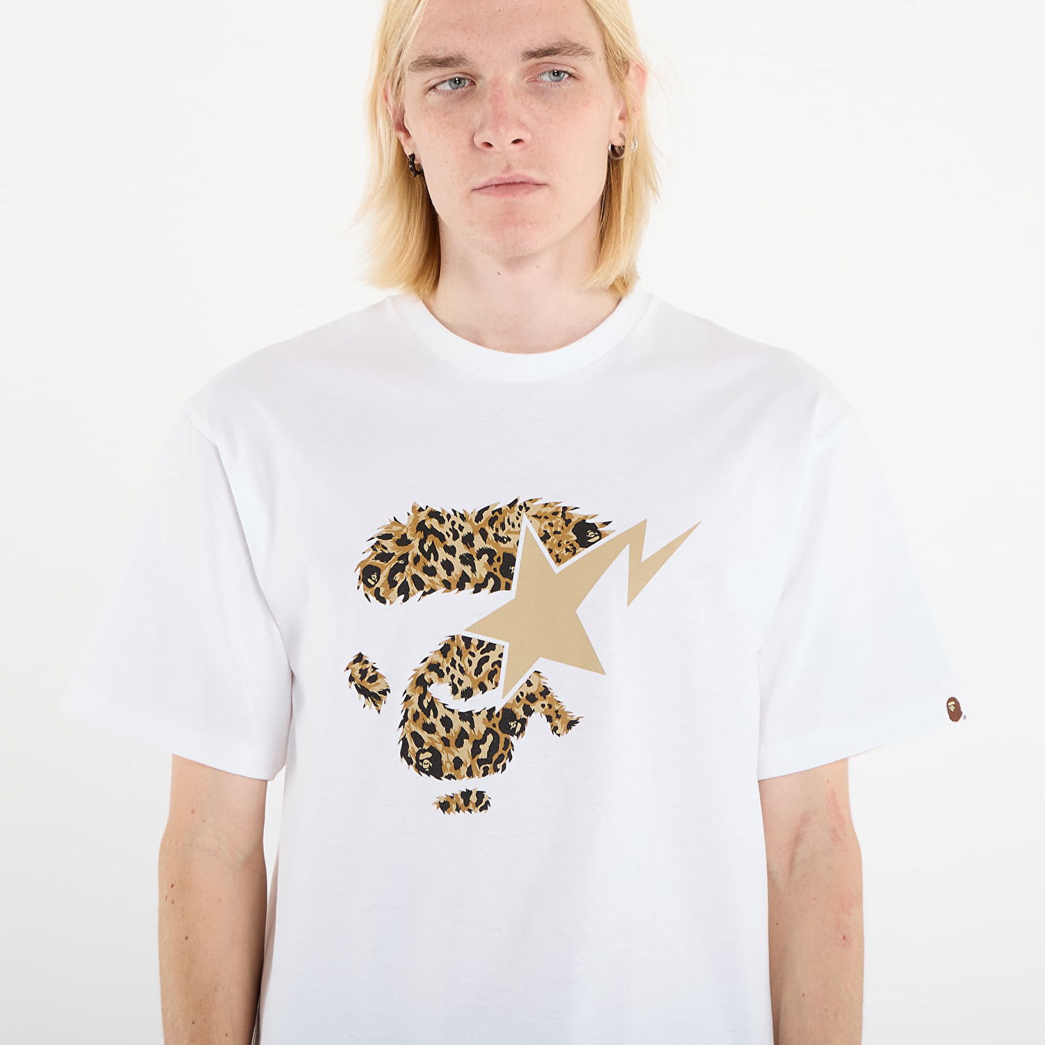 Majica kratkih rukava BAPE T-Shirt Wild Leopard Pattern Ape Face Sta XL Bijela | 001TEL801042MWHT, 1