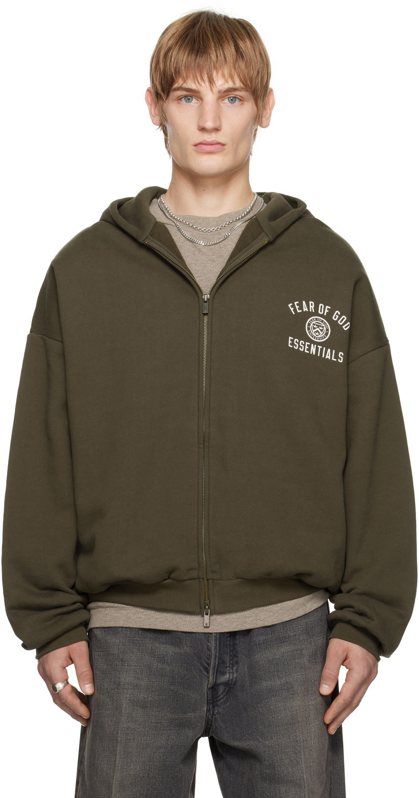 Dukserice Fear of God Fear of God ESSENTIALS Heavy Fleece Full Zip Hoodie Zelena | 192HO246245F