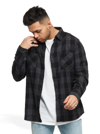 Košulja Urban Classics Checked Flanell Shirt Crna | tb297 grey
