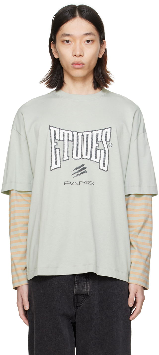 Majica kratkih rukava Études Études Boxing Pigeon Long Sleeve T-Shirt Zelena | E24MM182A00741