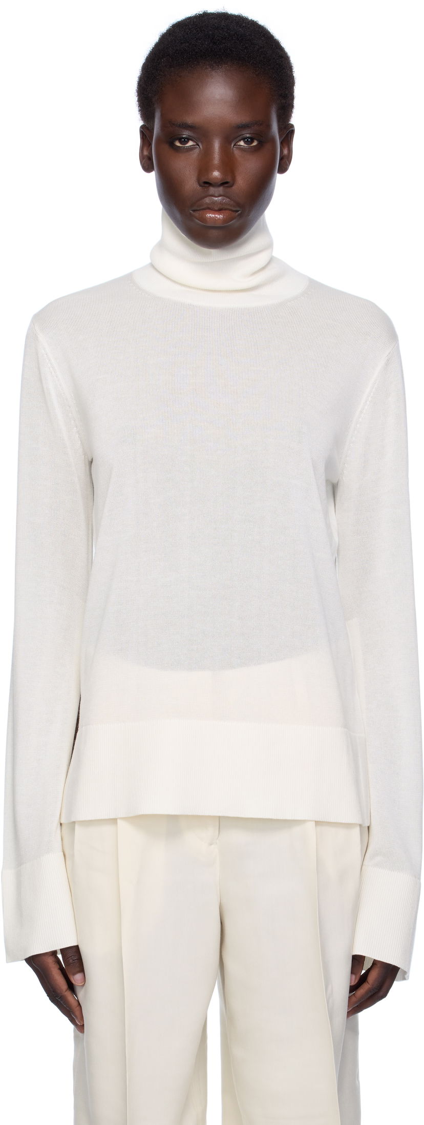 Džemper TOTEME TOTEME Slit Sleeve Turtleneck Bijela | 253-WRT0535-YA0079