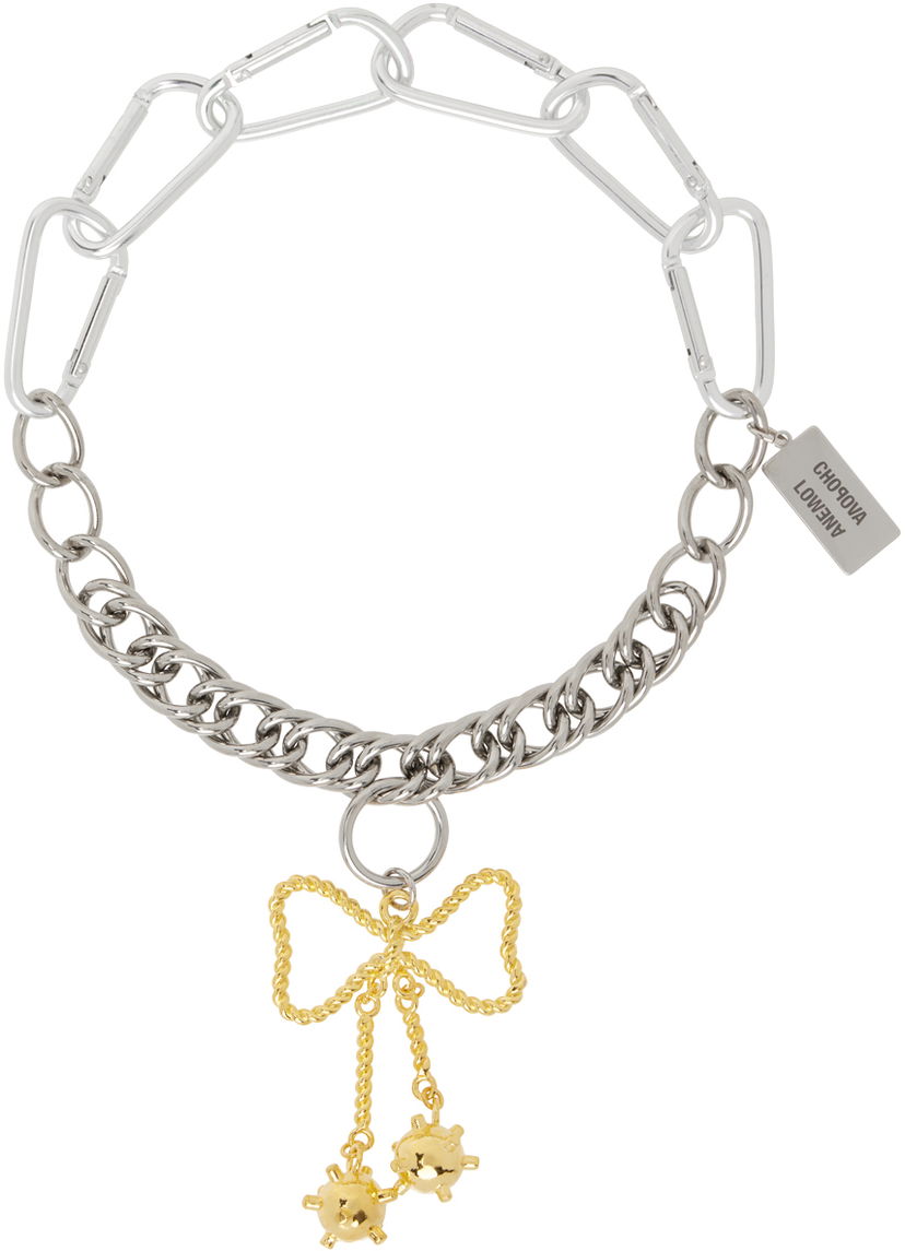 Ogrlica Chopova Lowena Metal Chain Necklace With Bow Pendant Metalik | 6524