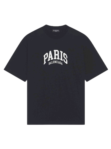 Majica kratkih rukava Balenciaga Cities Paris Medium Fit T-shirt Crna | 612966TLVL71070