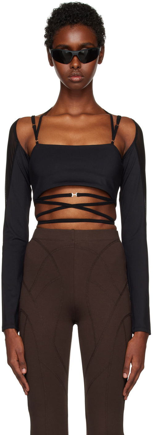 Majica bez rukava HELIOT EMIL Alike Long Sleeve Wrap Top Crna | AW22_W_13_030_M08_BLK01