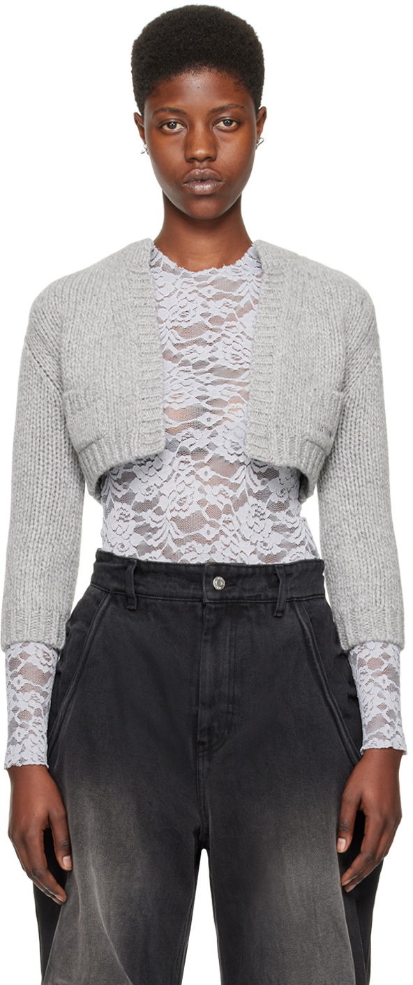 Džemper We11done Cropped Cardigan Siva | WD-KC0-24-645-W-GY