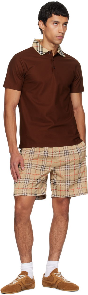Polo majica Burberry Burberry Check Collar Polo Smeđa | 8110945, 3