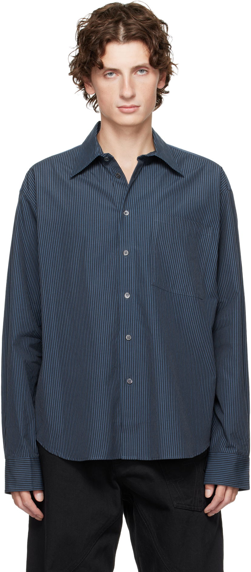 Košulja JW Anderson Vertical Striped Long Sleeve Shirt Plava | SH0370-PG1414