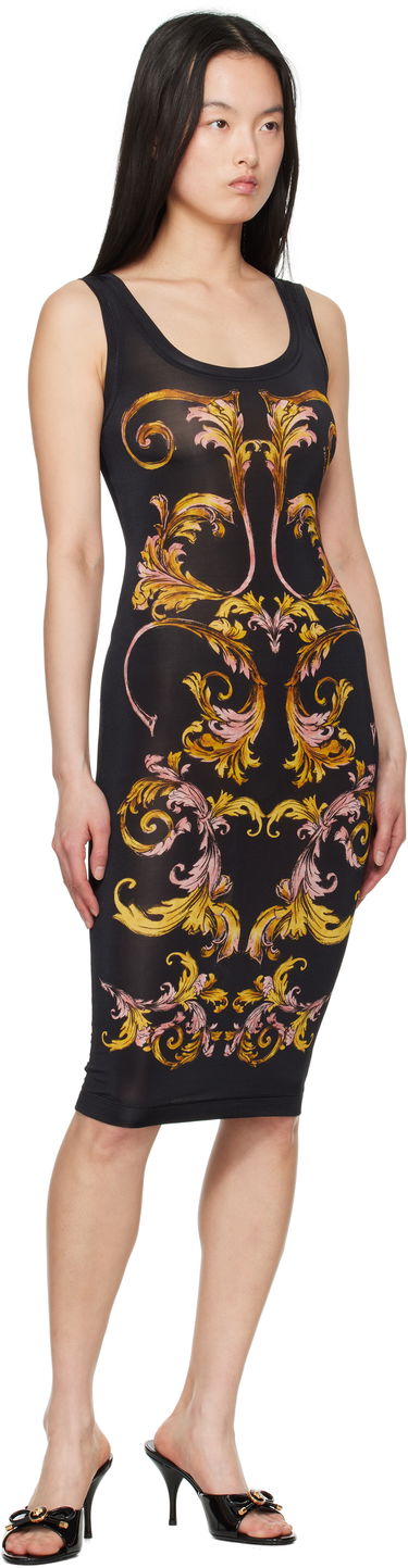 Haljina Versace Versace Jeans Couture Outline Barocco Slip Midi Dress Crna | E78HAO9P6_EJS473, 3