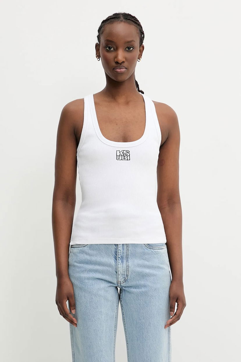 Majica bez rukava Ksubi KSUBI Stacked Origin Tank Top Bijela | WPS24TA005