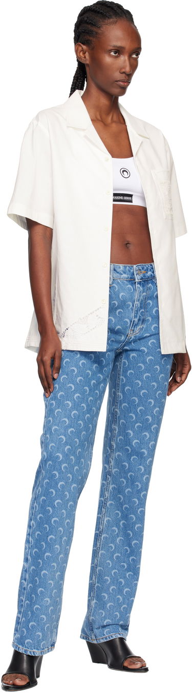 Košulja Marine Serre Regenerated Household Linen Short Sleeve Bowling Shirt Bijela | USI016AUWOV0045, 3