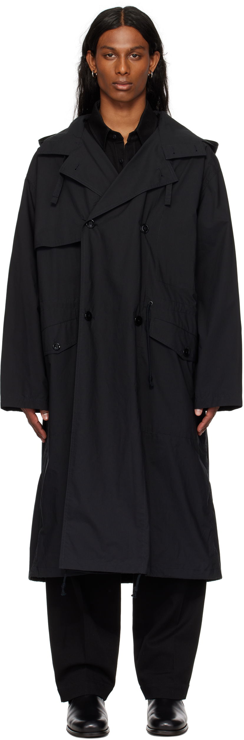 Kabanica LEMAIRE LEMAIRE Light Hooded Trench Coat Crna | CO1096 LF1371