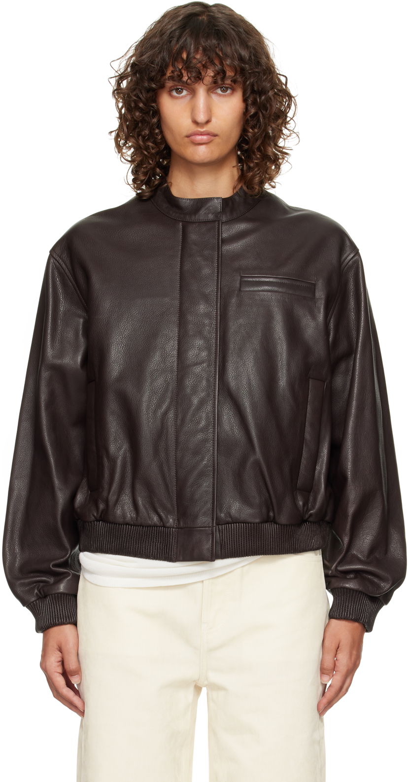 Bomber jakna Loulou de Saison Loulou de Saison Marlow Leather Bomber Jacket Smeđa | MARLOW