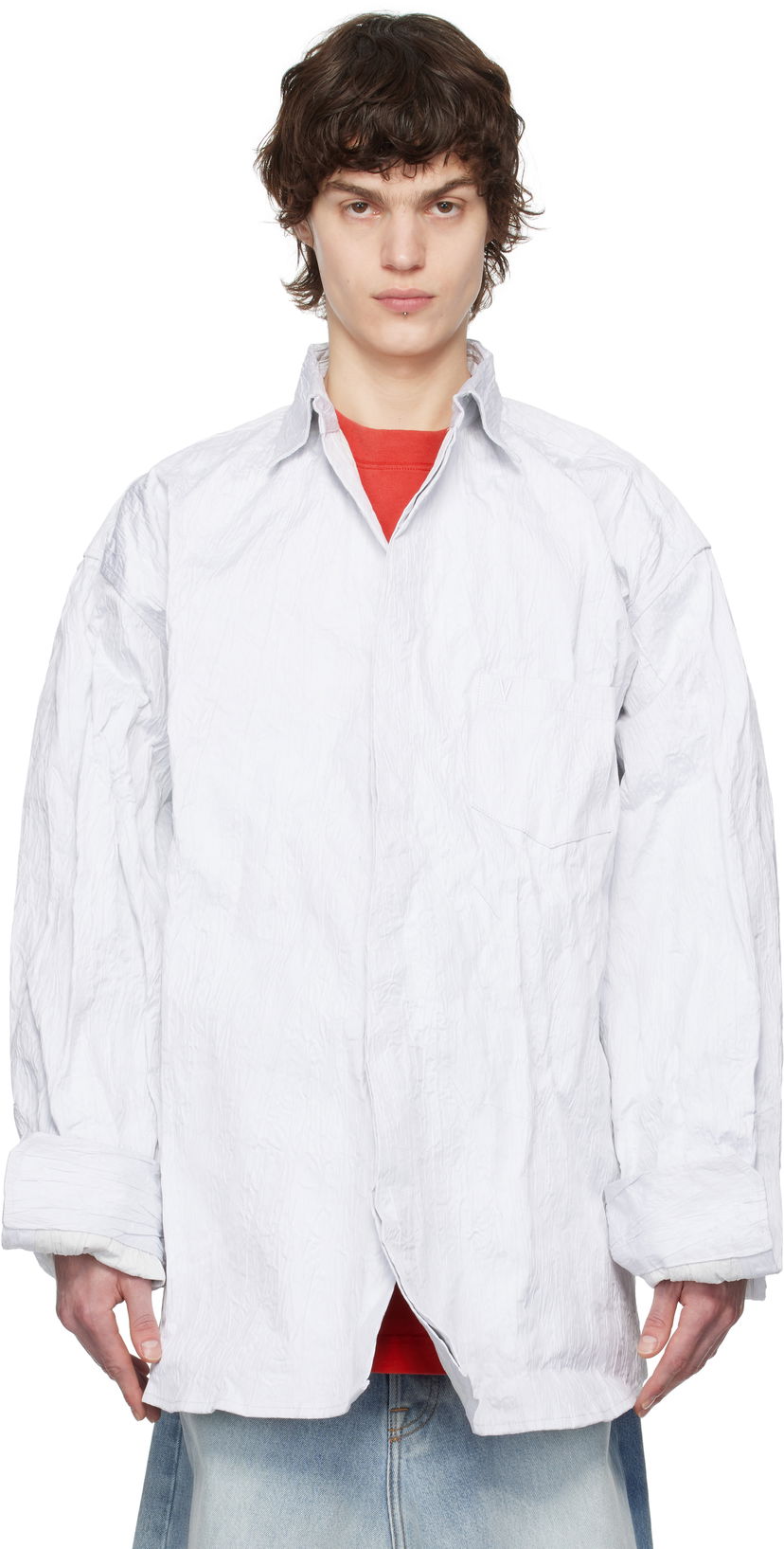 Košulja VETEMENTS Vetements Runway Metalized Wrinkled Shirt Bijela | UA66SH110W