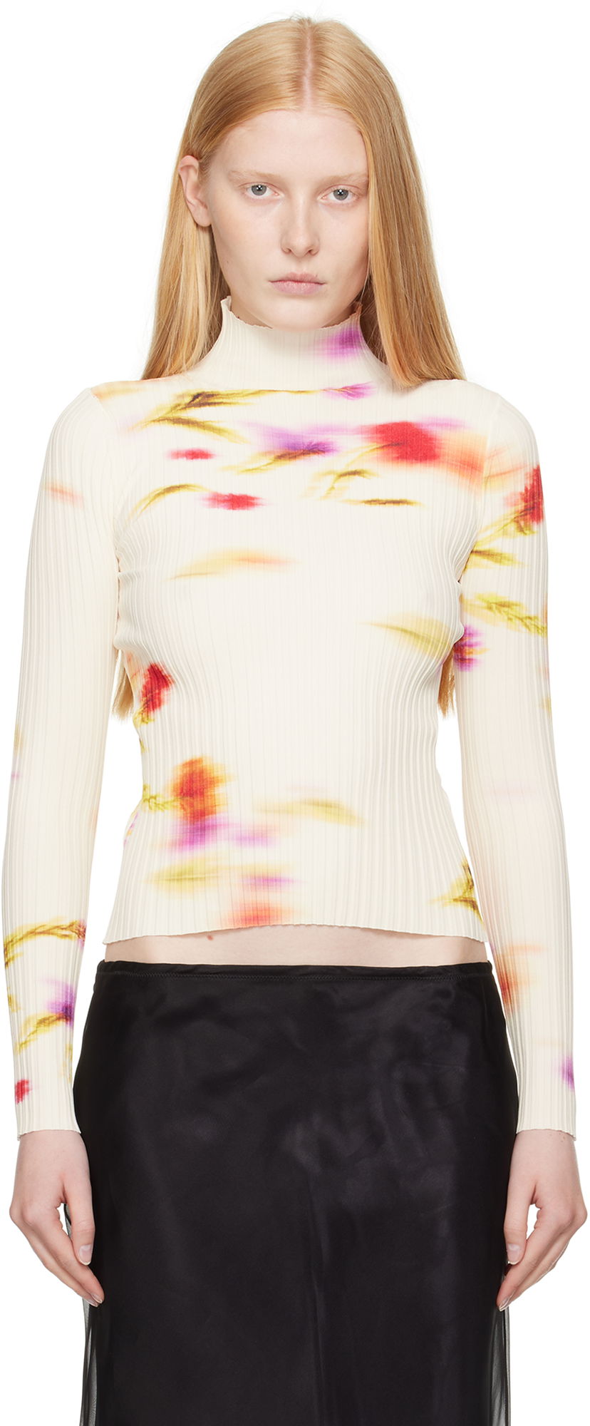 Džemper FERRAGAMO Ferragamo Blossom Print Turtleneck Top Bijela | 781156