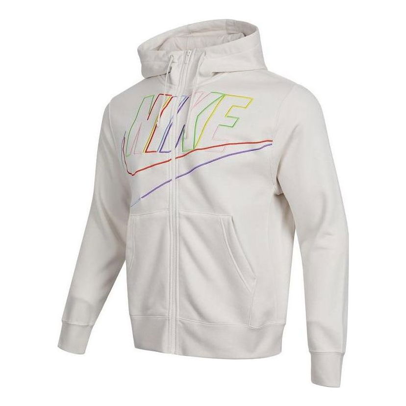 Dukserice Nike Club Fleece Logo Full-Zip Hoodie Bijela | DX0536-030