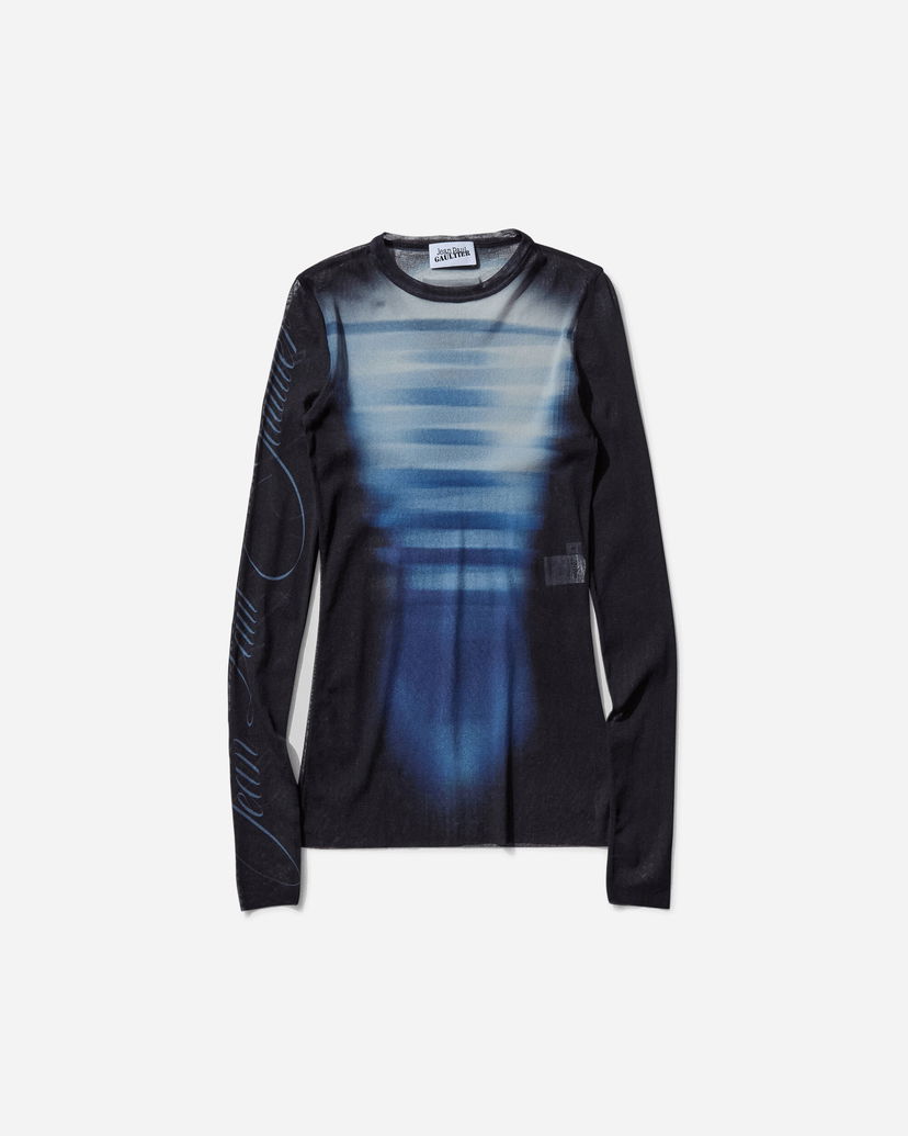 Majica kratkih rukava Jean Paul Gaultier Longsleeve Top with Sleeves Print Crna | 25-33-F-TO257-T576 595601
