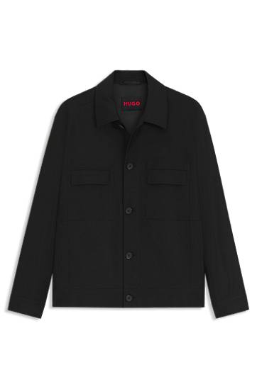 Jakna BOSS Slim-Fit Wool-Blend Twill Jacket Crna | 50547219