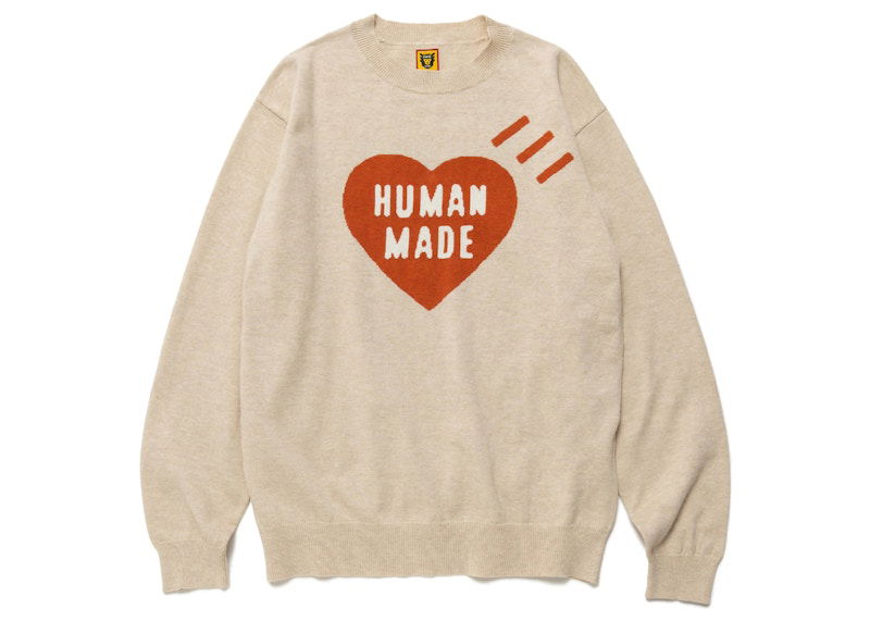 Džemper Human Made Heart Long Sleeve Knit Sweater Bež | HM24CS032