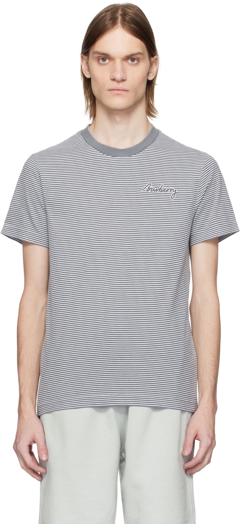 Majica kratkih rukava Burberry Burberry Cotton Striped T-Shirt Siva | 8109141