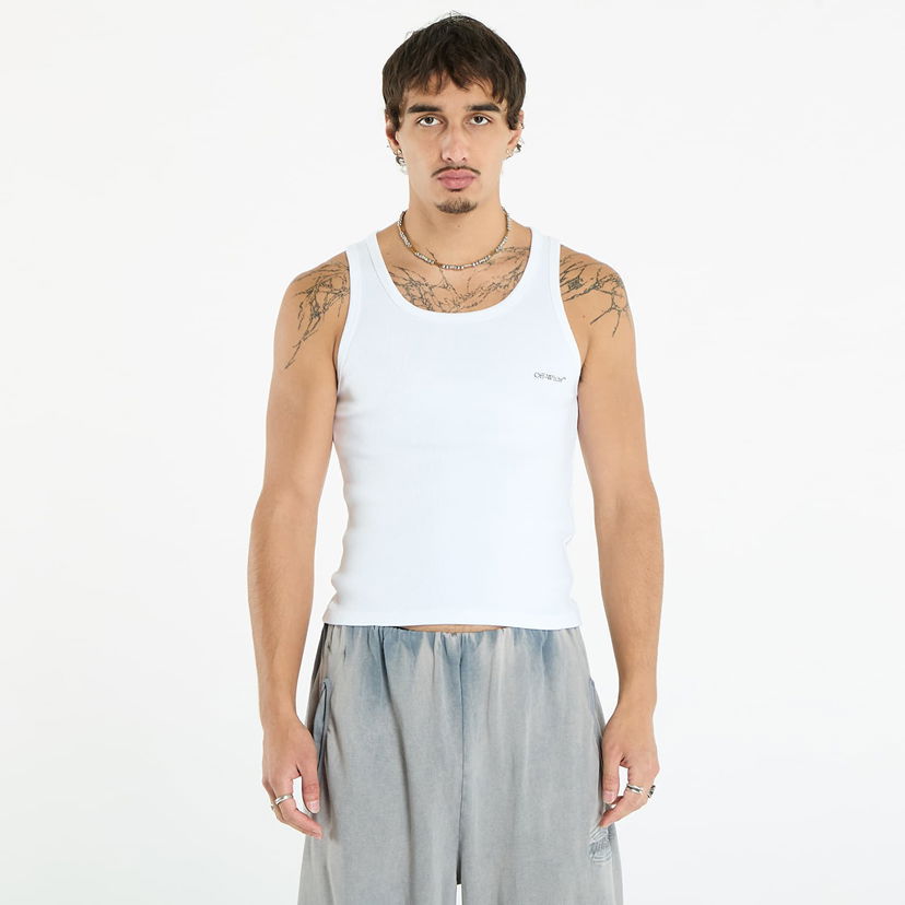 Majica bez rukava Off-White Off-White Bookish Rib Tank Top Bijela | OMUY006C99JER0020110