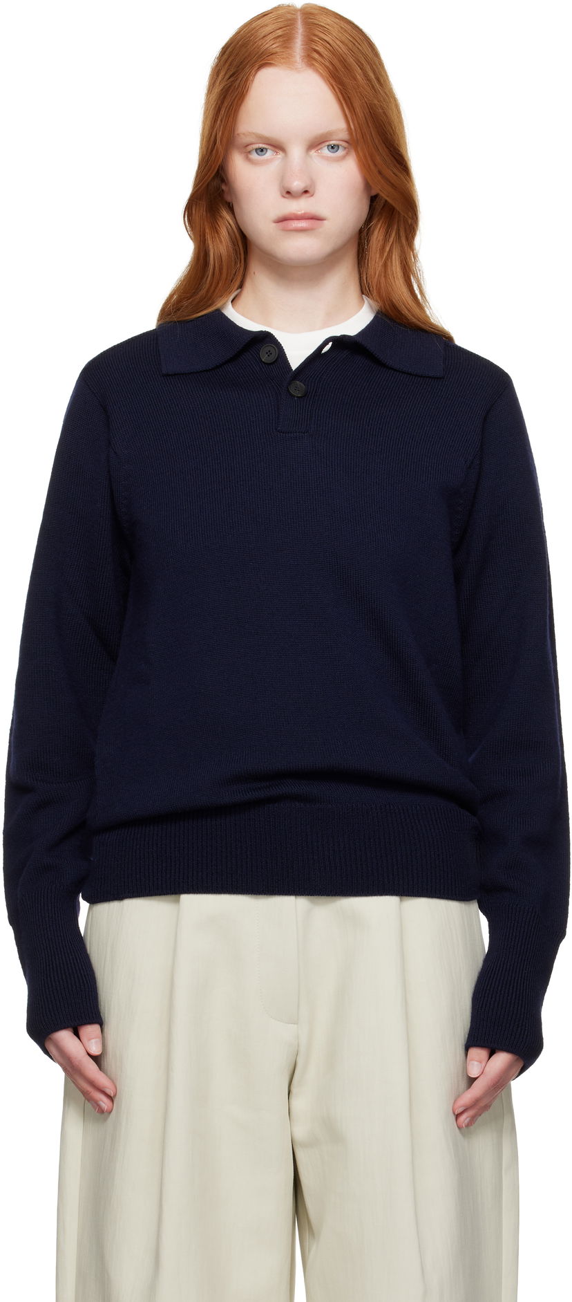 Džemper Studio Nicholson Studio Nicholson Sark Polo Sweater Tamnoplava | SARK SN - 1503