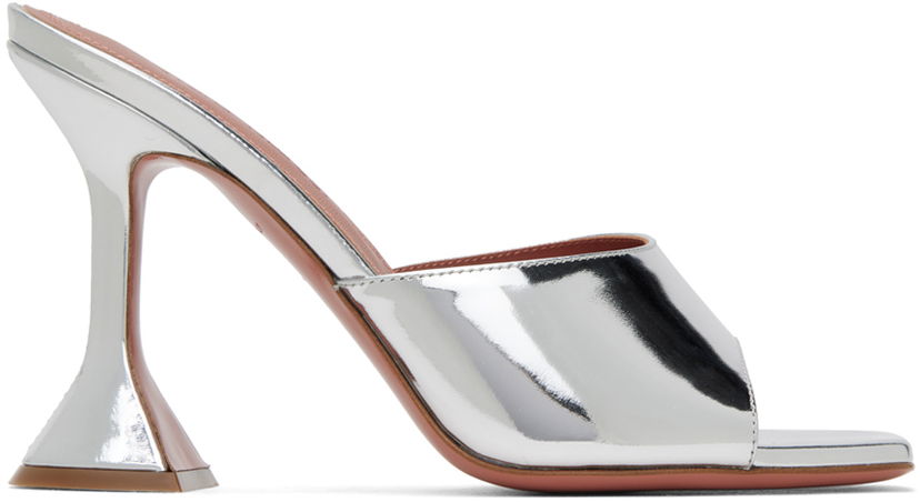 Dodaci Amina Muaddi Amina Muaddi Lupita Slipper Heeled Sandals Metalik | LUPITA SLIPPER CL MIRROR