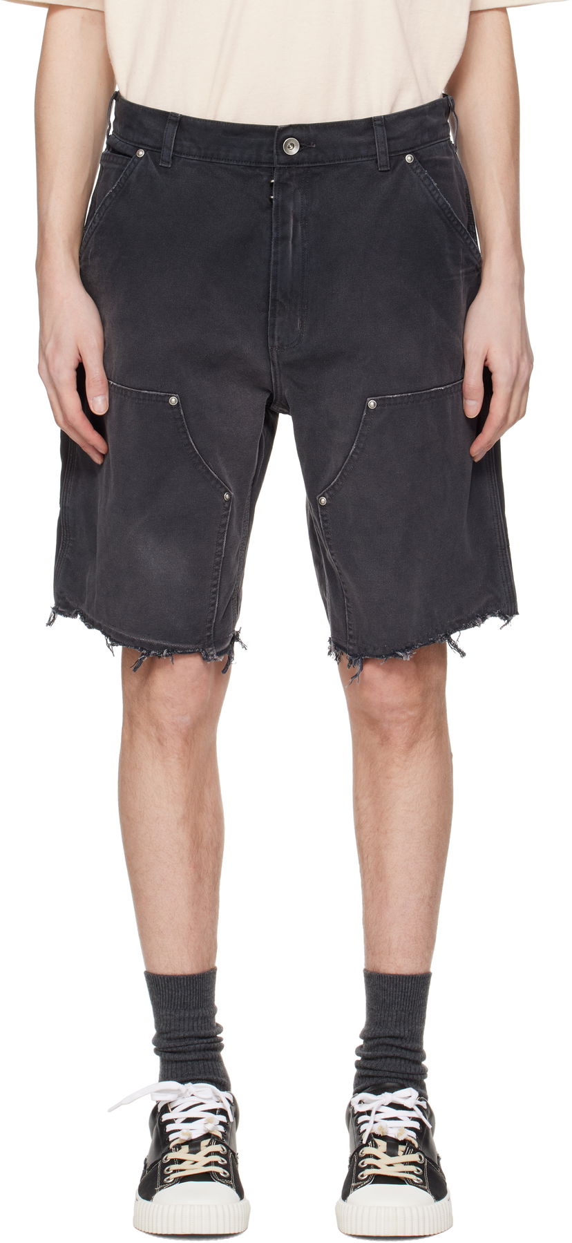 Kratke hlače Maison Margiela Maison Margiela Stud Denim Shorts Crna | S50MU0082 M35255