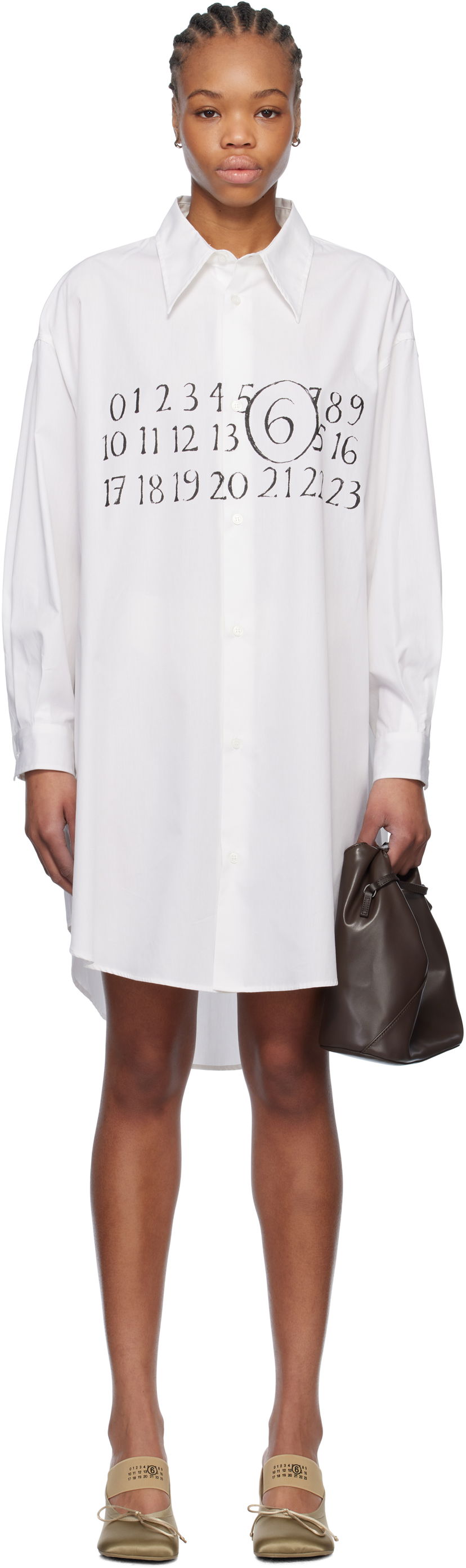 Košulja Maison Margiela MM6 Maison Margiela Logo Poplin Shirt Minidress Bijela | S52CT0787 M35152