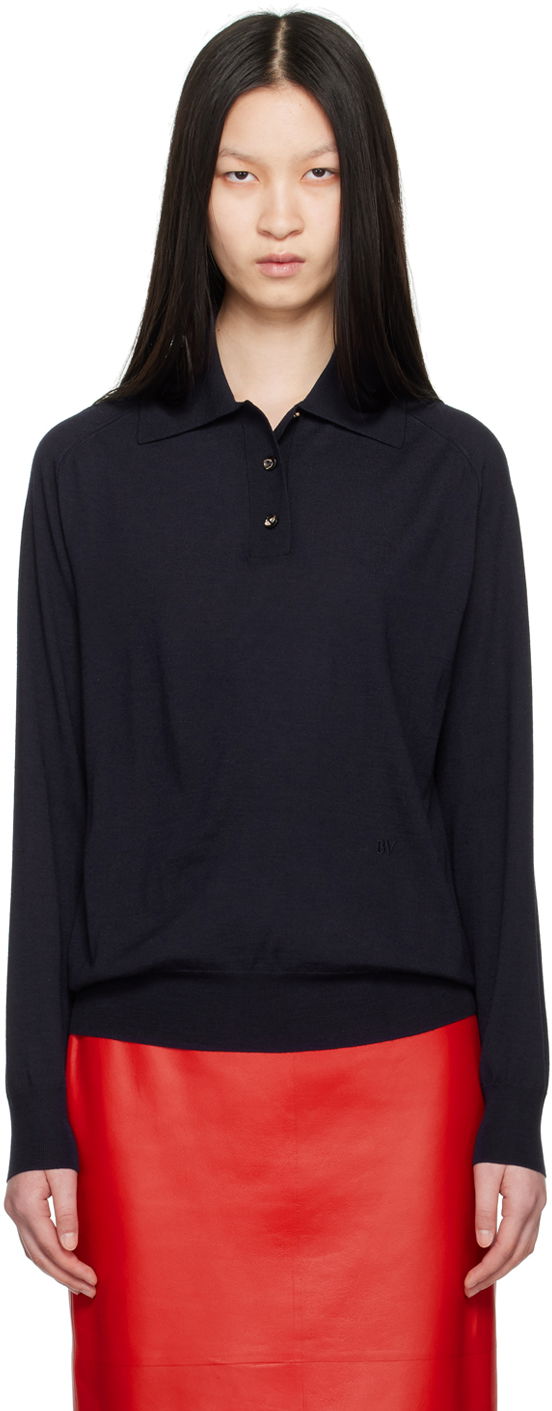Polo majica Bottega Veneta Polo With Exposed Seam Tamnoplava | 792419 V4BF0