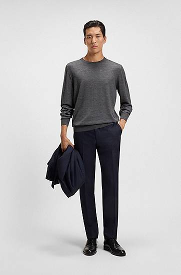 Džemper BOSS Knitted sweater in wool, silk and cashmere Siva | 50544808, 1