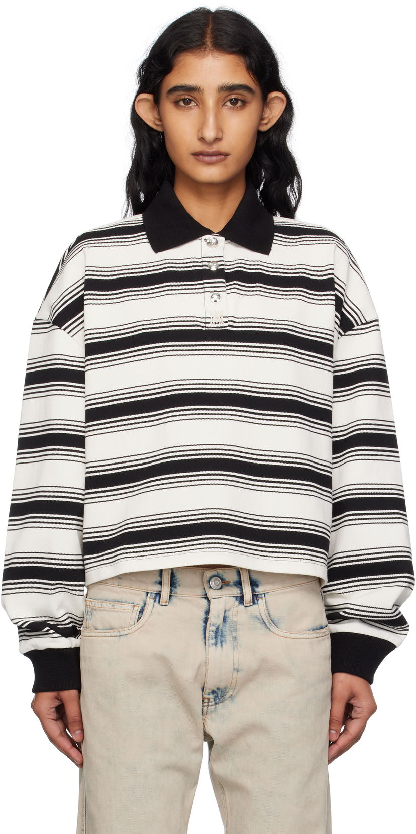 Polo majica AMIRI AMIRI MA Stripe Oversized Polo Bijela | AWJYPO1008