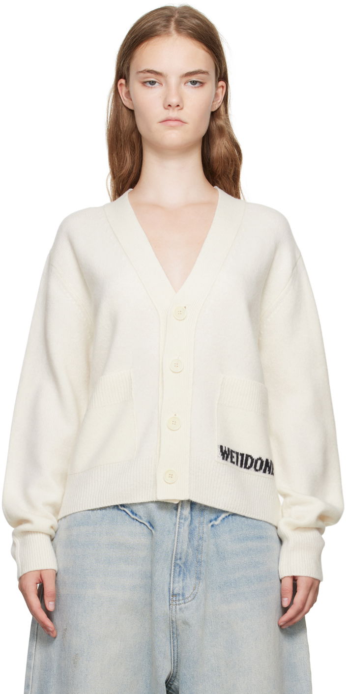 Džemper We11done Jacquard-Logo  Cardigan Bijela | WD-KC3-23-621-U-IV