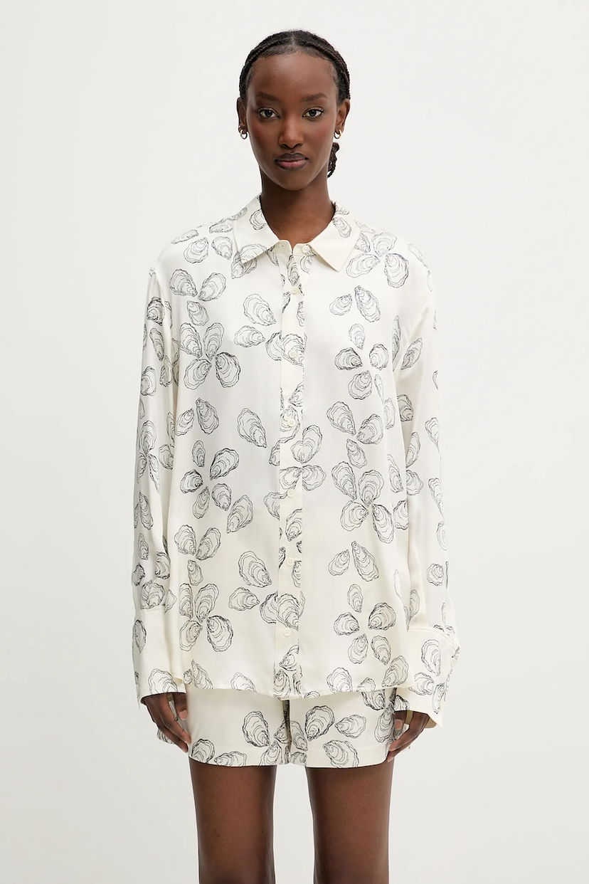 Košulja Anine Bing Anine Bing Avalon Relaxed Silk Shirt Bijela | A.07.10545