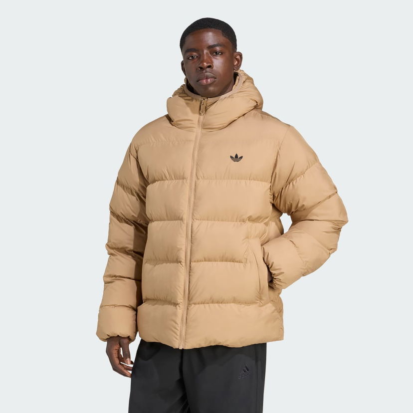 Pernata jakna adidas Performance Hooded Puffer Jacket Bež | JX4121