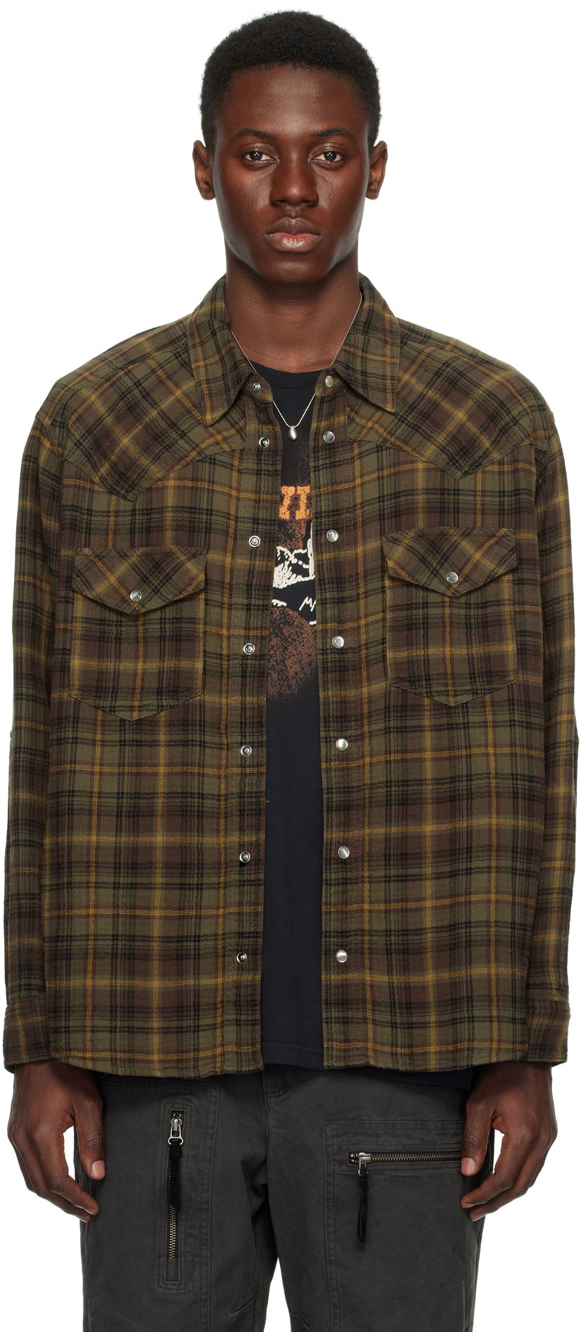 Košulja ISABEL MARANT Isabel Marant Panema Plaid Shirt Zelena | 25PCH0225HA-C1I03H