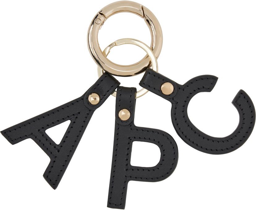 Privjesci za ključeve A.P.C. A.P.C. Lettres 'A.P.C.' Leather Keychain Crna | PXAWV-F63656