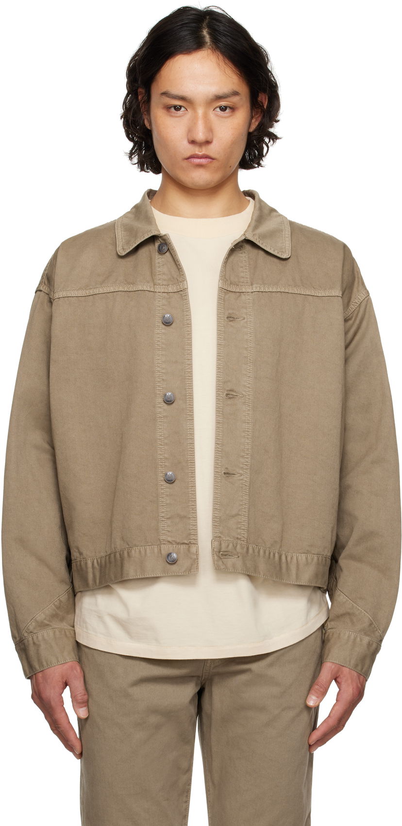 Jakna The Row The Row Marcus Cropped Canvas Jacket Smeđa | 890-W3723