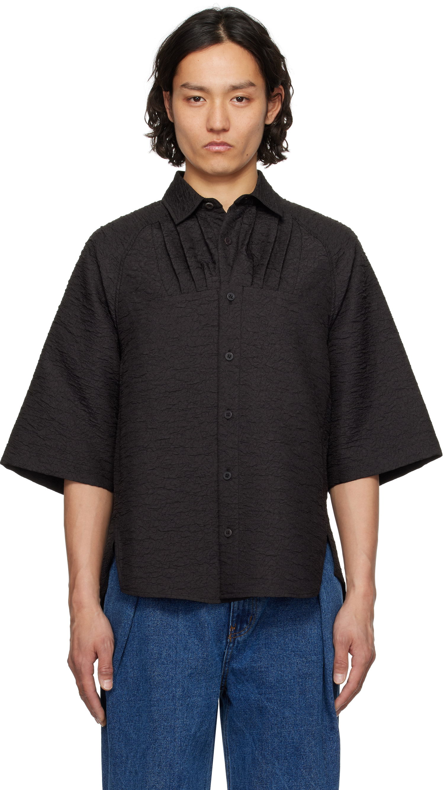 Košulja ADER ERROR ADER error Product. 53 Textured Short Sleeve Shirt Crna | BO01SSSH0201BK, 0